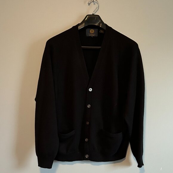 Viyella Merino Wool Button Front Cardigan - Black - XL - Picture 6 of 8